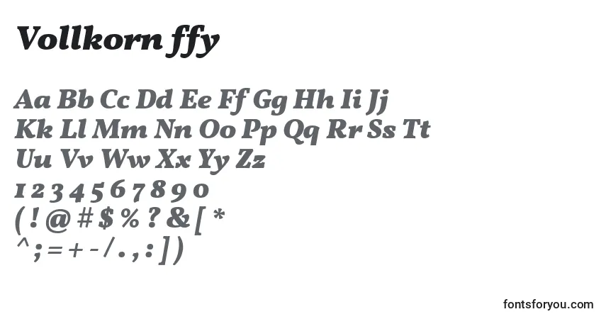 A fonte Vollkorn ffy – alfabeto, números, caracteres especiais
