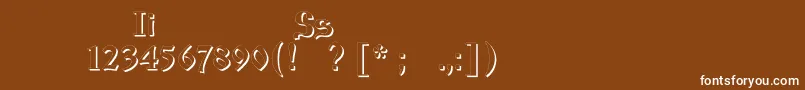 フォントIzhitsashadowos – 茶色の背景に白い文字