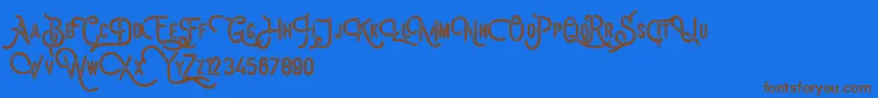 BillyforgesDemo-Schriftart – Braune Schriften auf blauem Hintergrund