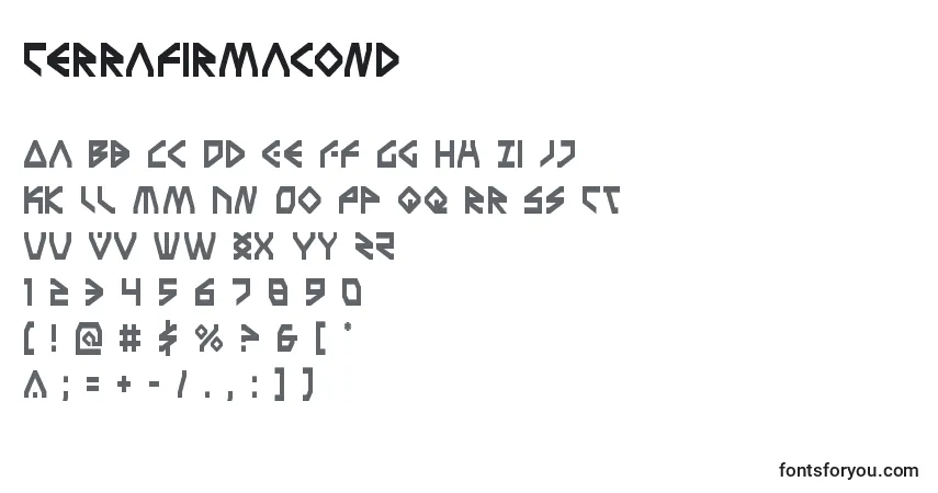 A fonte Terrafirmacond – alfabeto, números, caracteres especiais