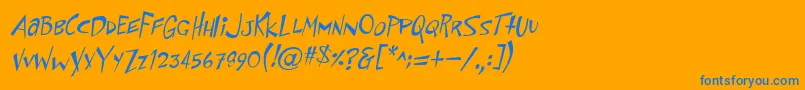 フォントPfflyingsaucerItalic – オレンジの背景に青い文字