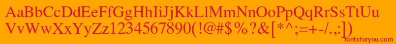 フォントLatinskijc – オレンジの背景に赤い文字