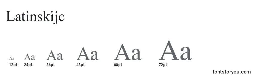 Größen der Schriftart Latinskijc