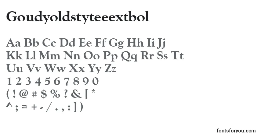 A fonte Goudyoldstyteeextbol – alfabeto, números, caracteres especiais