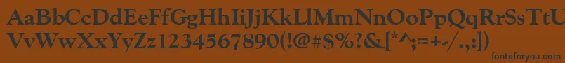 Goudyoldstyteeextbol-Schriftart – Schwarze Schriften auf braunem Hintergrund