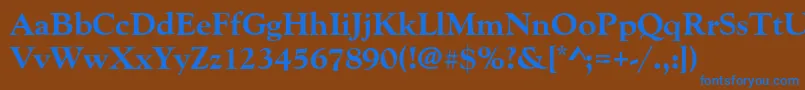 Goudyoldstyteeextbol Font – Blue Fonts on Brown Background