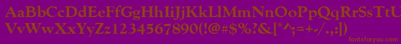 Goudyoldstyteeextbol-Schriftart – Braune Schriften auf violettem Hintergrund