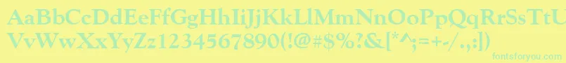 フォントGoudyoldstyteeextbol – 黄色い背景に緑の文字