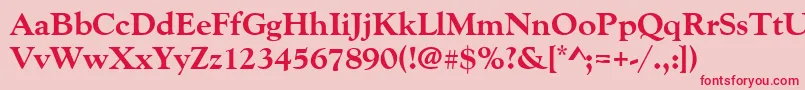 Goudyoldstyteeextbol-Schriftart – Rote Schriften auf rosa Hintergrund