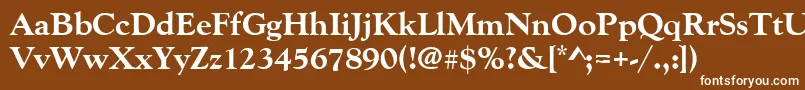 Goudyoldstyteeextbol-Schriftart – Weiße Schriften auf braunem Hintergrund