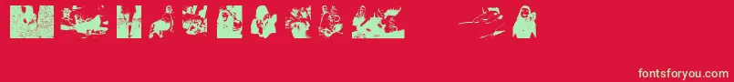 DirtyFemaleFeet-Schriftart – Grüne Schriften auf rotem Hintergrund
