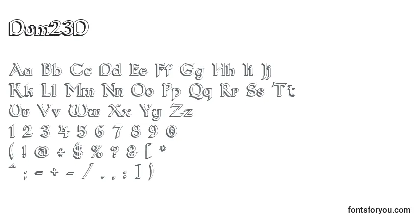 A fonte Dum23D – alfabeto, números, caracteres especiais