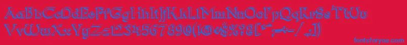 Dum23D Font – Blue Fonts on Red Background