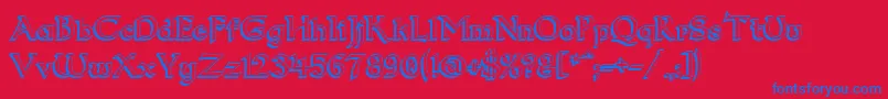 Dum23D-Schriftart – Blaue Schriften auf rotem Hintergrund