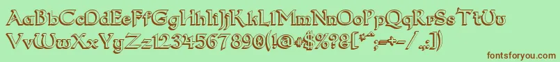 Шрифт Dum23D – коричневые шрифты на зелёном фоне