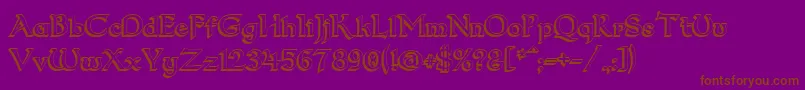 フォントDum23D – 紫色の背景に茶色のフォント