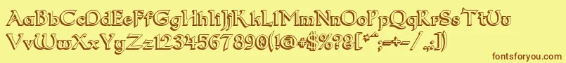 Dum23D Font – Brown Fonts on Yellow Background