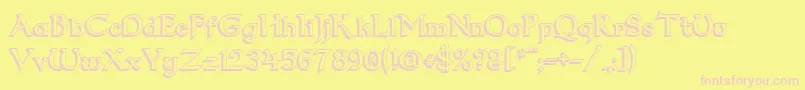 フォントDum23D – ピンクのフォント、黄色の背景