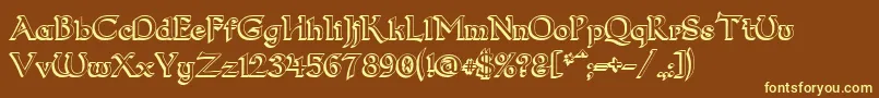 Dum23D-fontti – keltaiset fontit ruskealla taustalla