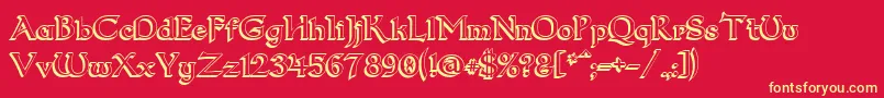 Dum23D Font – Yellow Fonts on Red Background