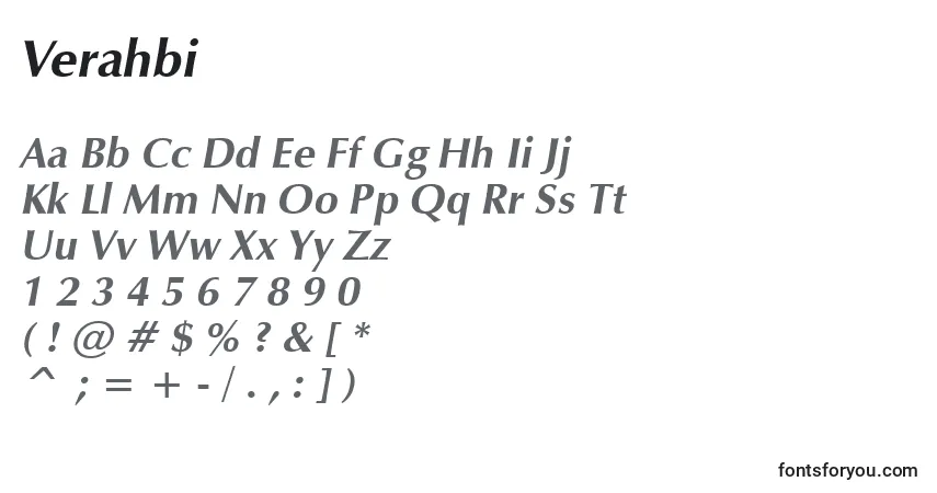Шрифт Verahbi – алфавит, цифры, специальные символы