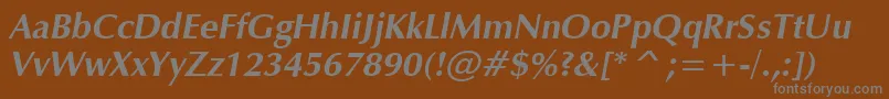 Verahbi-Schriftart – Graue Schriften auf braunem Hintergrund