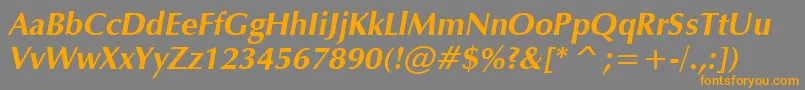 Verahbi-Schriftart – Orangefarbene Schriften auf grauem Hintergrund