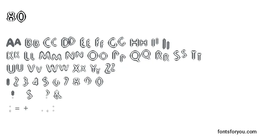 A fonte 80 – alfabeto, números, caracteres especiais