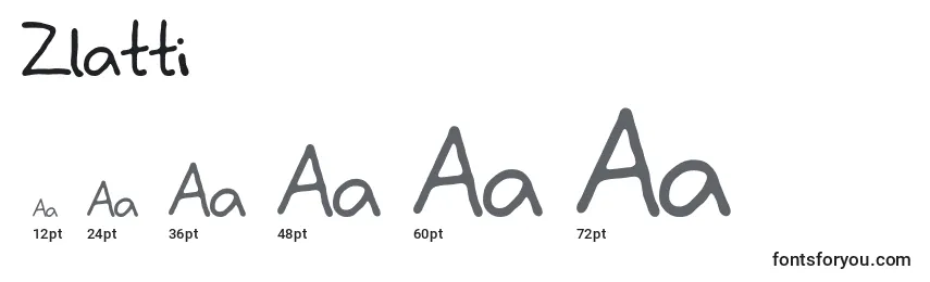 Размеры шрифта Zladdi