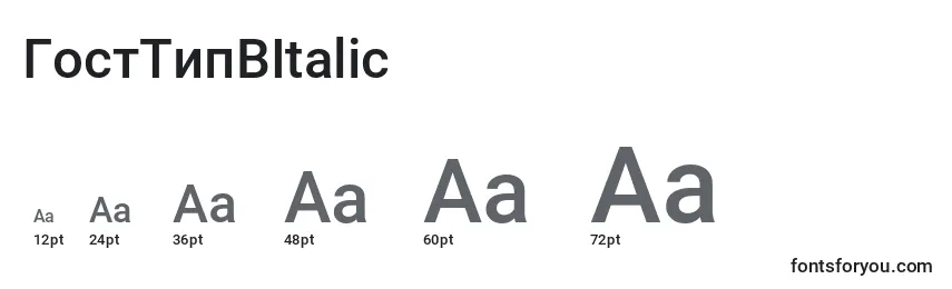 Размеры шрифта ГостТипВItalic