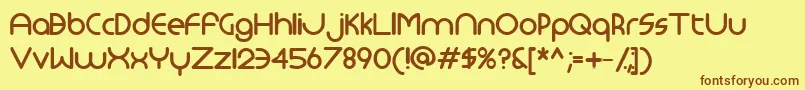 フォントMonoglyceridedemibold – 茶色の文字が黄色の背景にあります。