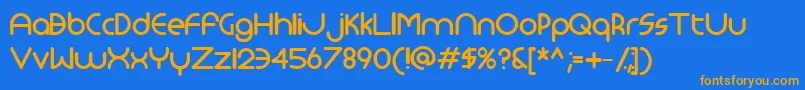 フォントMonoglyceridedemibold – オレンジ色の文字が青い背景にあります。