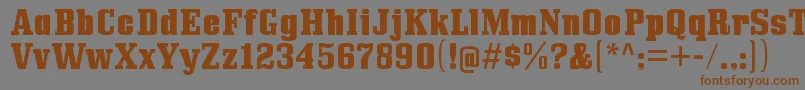 フォントBullpenhvRegular – 茶色の文字が灰色の背景にあります。