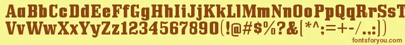 Шрифт BullpenhvRegular – коричневые шрифты на жёлтом фоне