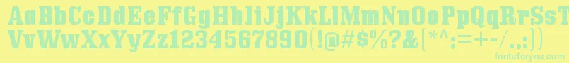 Fonte BullpenhvRegular – fontes verdes em um fundo amarelo