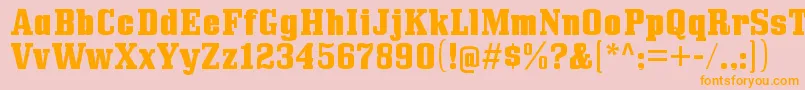 フォントBullpenhvRegular – オレンジの文字がピンクの背景にあります。
