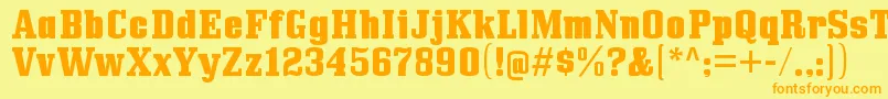 BullpenhvRegular-fontti – oranssit fontit keltaisella taustalla