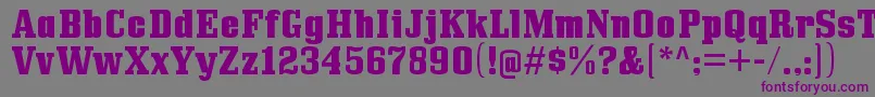 フォントBullpenhvRegular – 紫色のフォント、灰色の背景