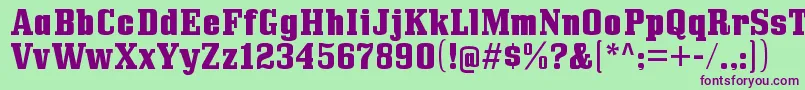 Шрифт BullpenhvRegular – фиолетовые шрифты на зелёном фоне