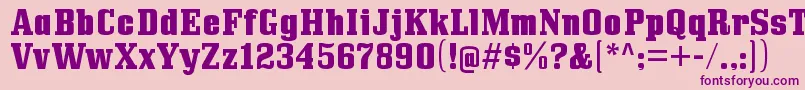 フォントBullpenhvRegular – ピンクの背景に紫のフォント