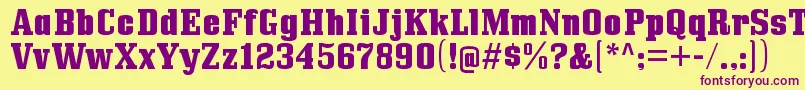 BullpenhvRegular-fontti – violetit fontit keltaisella taustalla