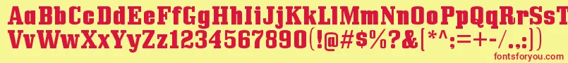 BullpenhvRegular-fontti – punaiset fontit keltaisella taustalla