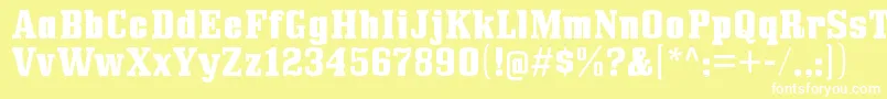 BullpenhvRegular-fontti – valkoiset fontit keltaisella taustalla