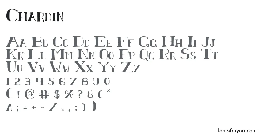 Schriftart Chardin – Alphabet, Zahlen, spezielle Symbole
