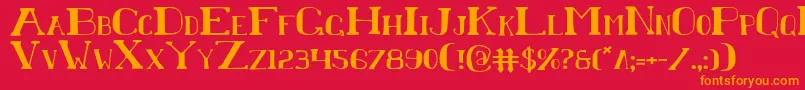 フォントChardin – 赤い背景にオレンジの文字