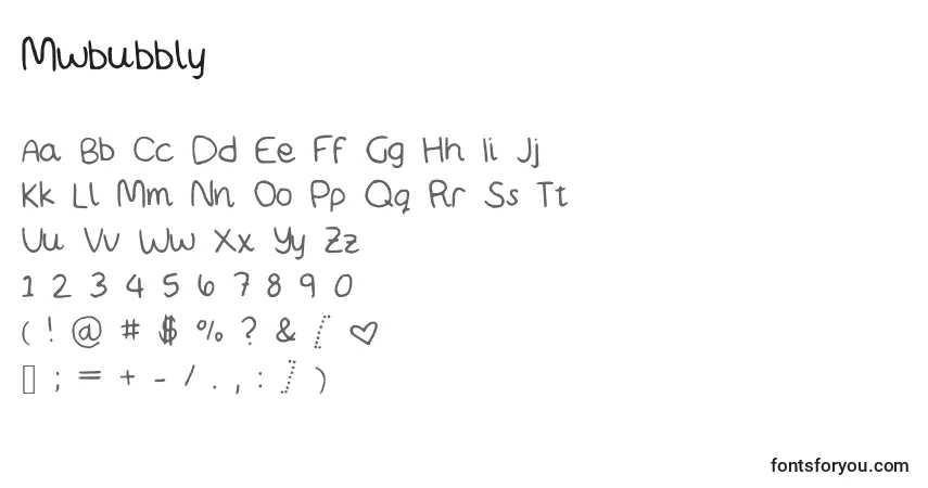 Mwbubbly Font – alphabet, numbers, special characters