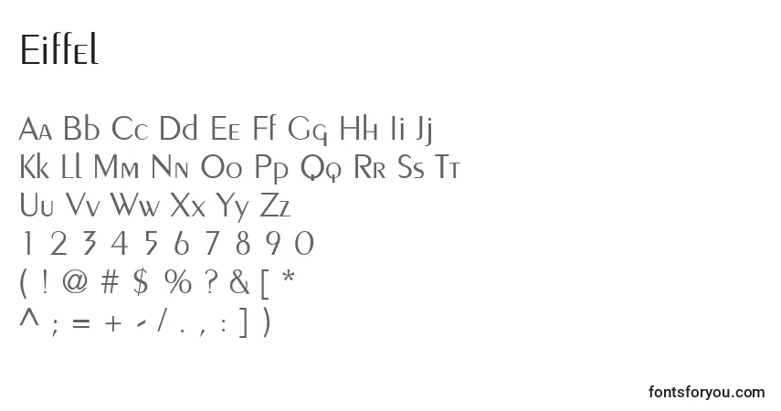 Schriftart Eiffel – Alphabet, Zahlen, spezielle Symbole