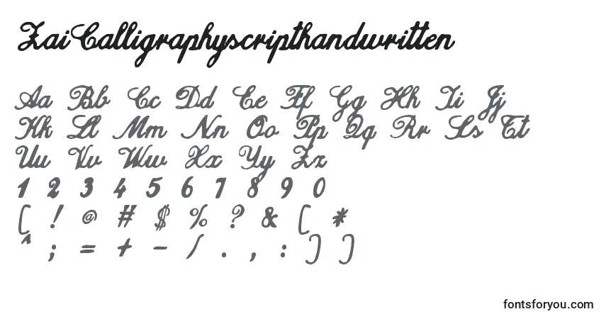 Czcionka ZaiCalligraphyscripthandwritten – alfabet, cyfry, specjalne znaki