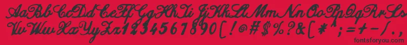 Czcionka ZaiCalligraphyscripthandwritten – czarne czcionki na czerwonym tle