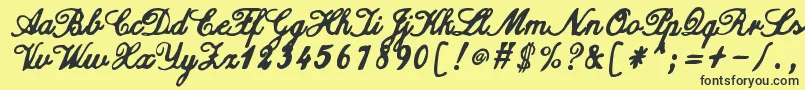 ZaiCalligraphyscripthandwritten Font – Black Fonts on Yellow Background